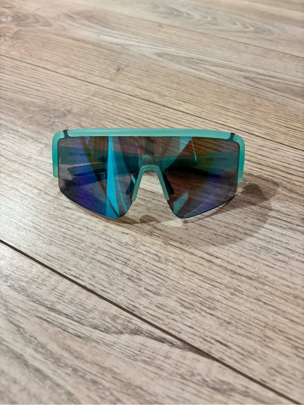 Teal Reflective Shield Sunglasses
